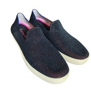 Rothy's Metallic Lattice Stitch Slip-on blue & pink Sneakers 10